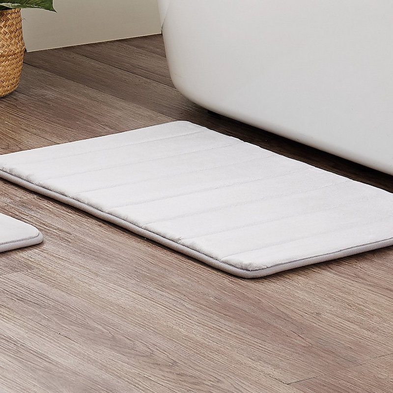 Gray Memory Foam 20" x 32" Machine-Washable Bath Mat Set