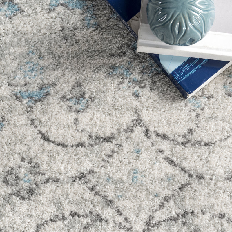 Askel Floral & Paisley Area Rug for Living Room Bedroom Dining Room Kitchen, Aqua/Ivory, Runner 2'8" x 12'