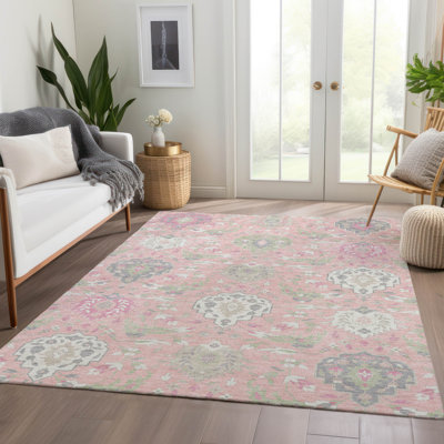 Premium Machine Washable Hust AMF1026 Damask Rug