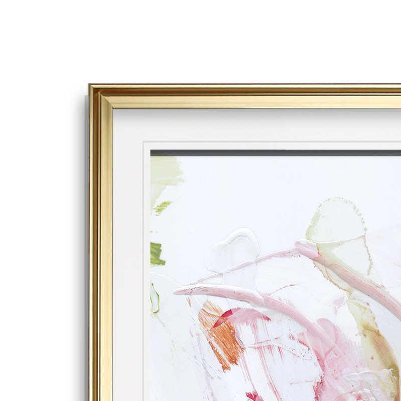 Floral Strokes II - Reproduction d'art graphique sur papier encadré, H 27 po x l 27 po x P 1,5 po, Cadre doré