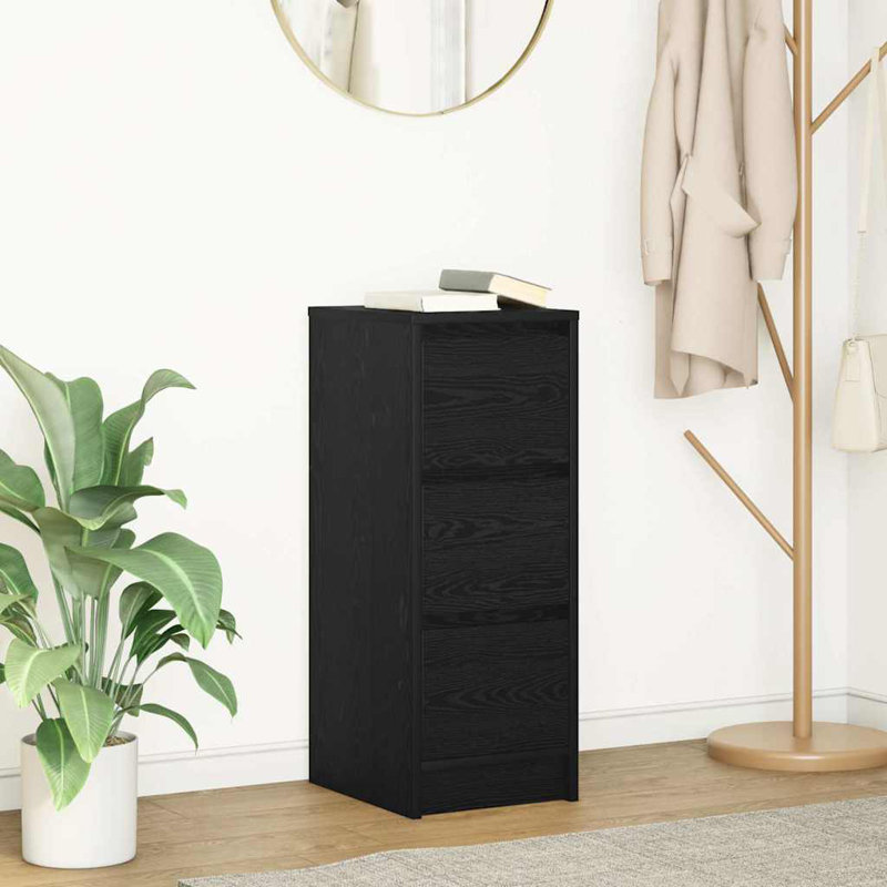 Sideboard 29.5X34x76 Cm Engineered Wood, Black Oak