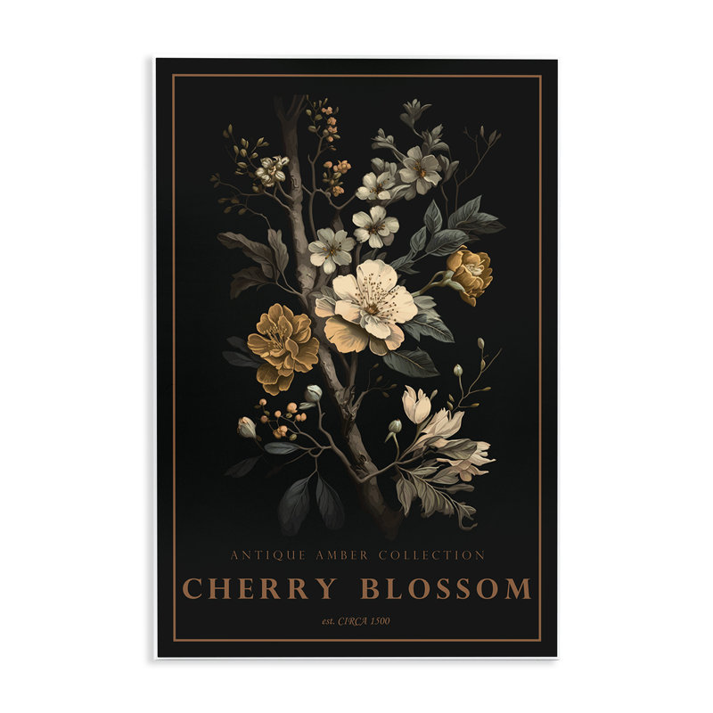 Plaque murale antique en forme de fleur de cerisier, design par Chris Giampietro, H 19 po x l 13 po