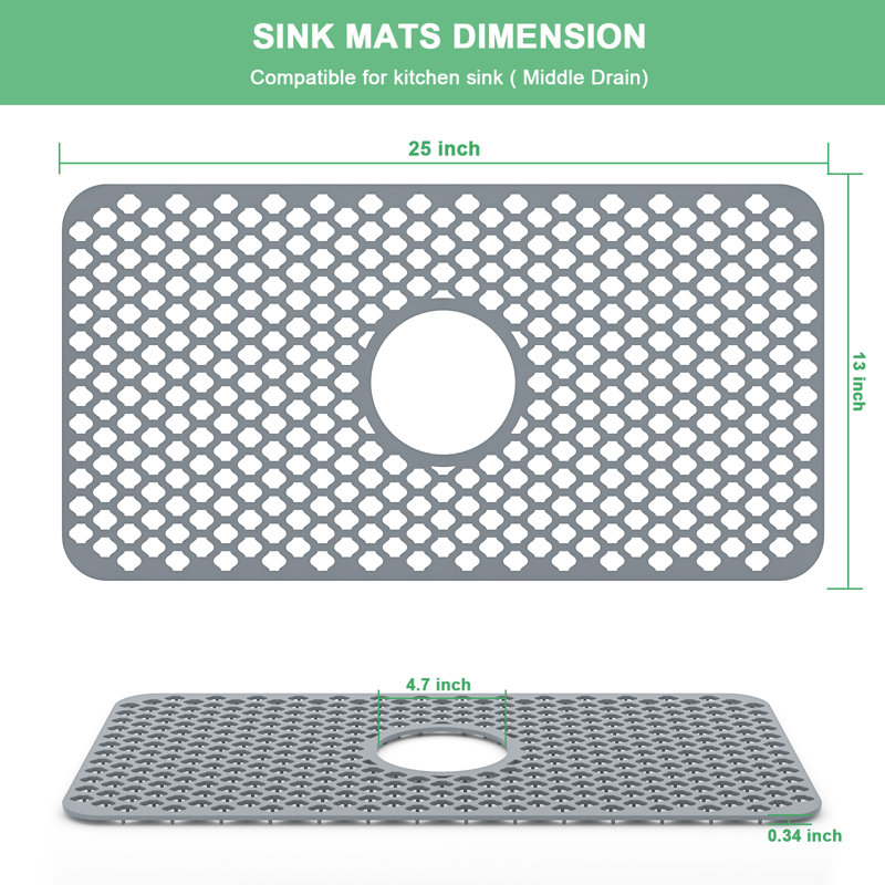 25" x 13" Non-Slip Silicone Grid Sink Mat