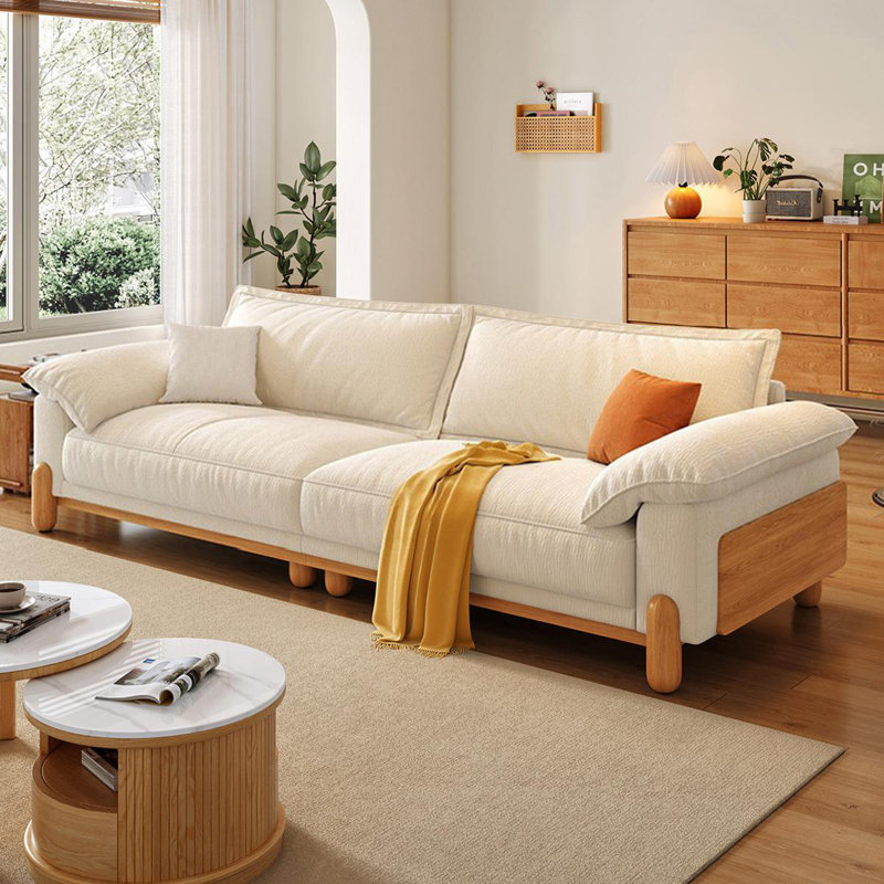 Coussin modulaire beige en polyester, Beige, 35.43" H x 110.24" W x 39.37" D