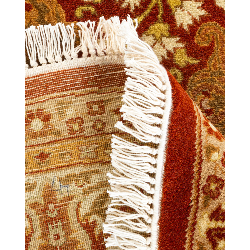 Hayner One-of-a-Kind Hand-Knotted New Age 5'1" x 7'7" Oval Wool Area Rug in Orange/Red