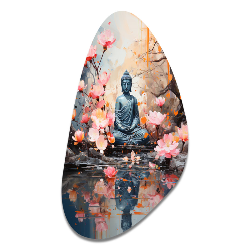 Thyda - méditation en forme d'automne, art mural métallique asymétrique, H 39 po x l 21 po