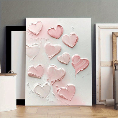 Soft Textured Pink Heart Impasto Canvas Print - Urban Studio