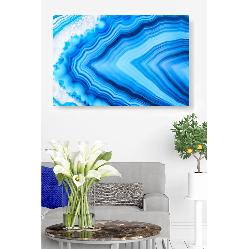 «Tonopah True Blue Agate Natural Stone (Part 2)», reproduction d'art sur toile tendue, H 16 po x l 24 po x 1,5 po
