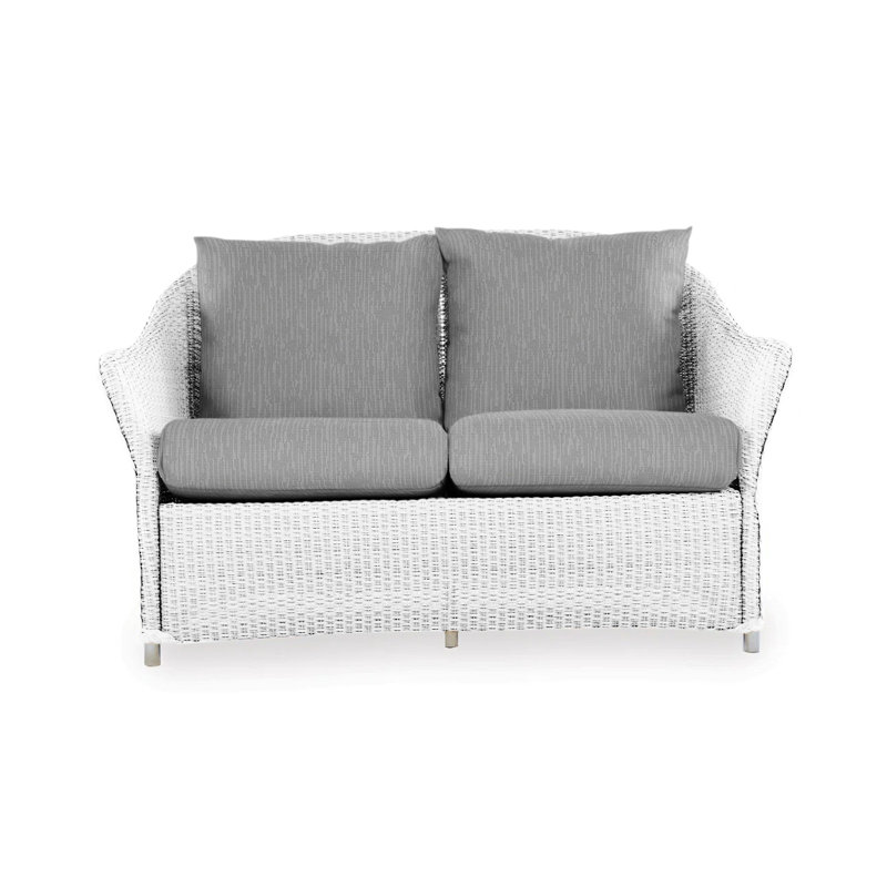 Weekend Retreat Outdoor 2 - Seat Loveseat, White, Bamboo Bay Sky