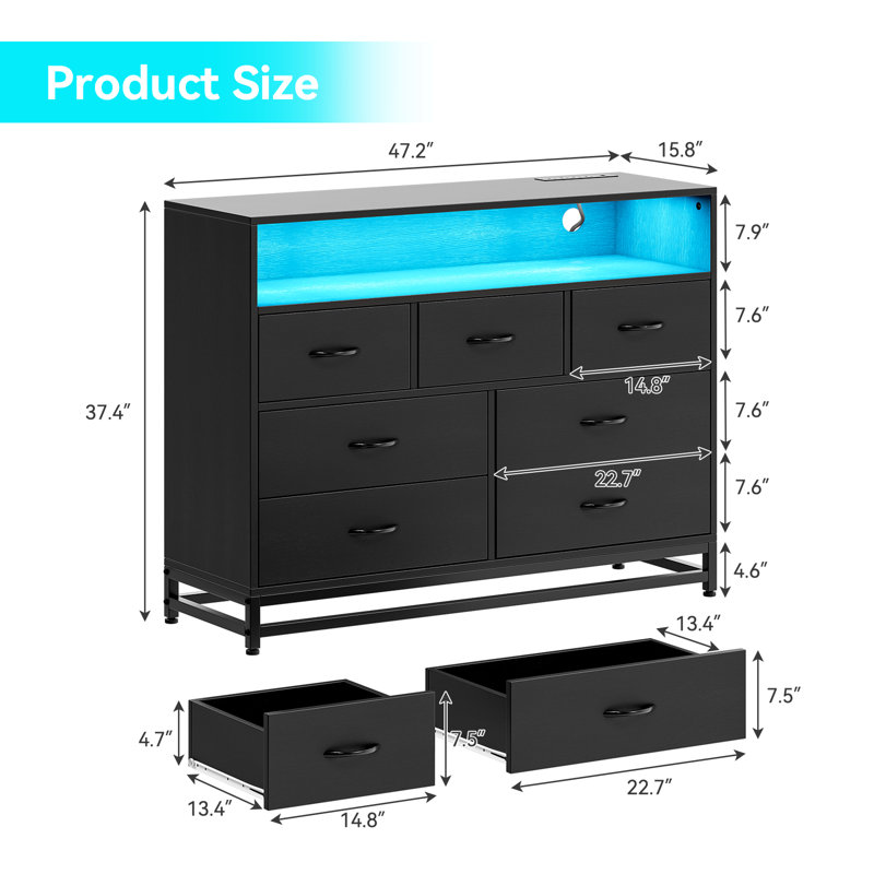 119.4cm W 7 - Drawer Chest of Drawers