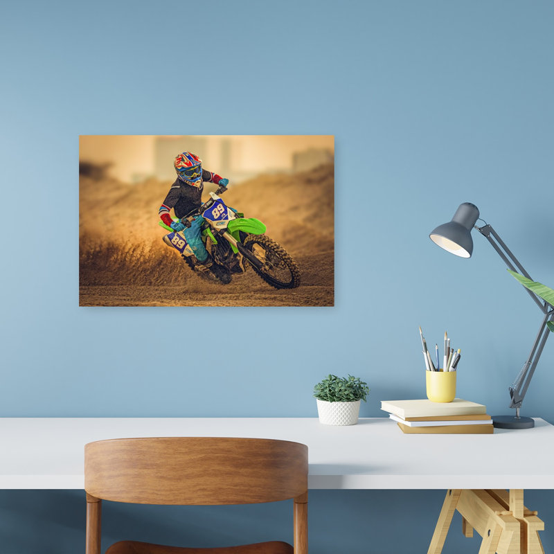 " Motocross Action Rider Contemporary Architecture Wall Art Print " Print, H 12 po x l 18 po