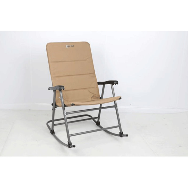 Chaise berçante d'extérieur en métal avec coussins 