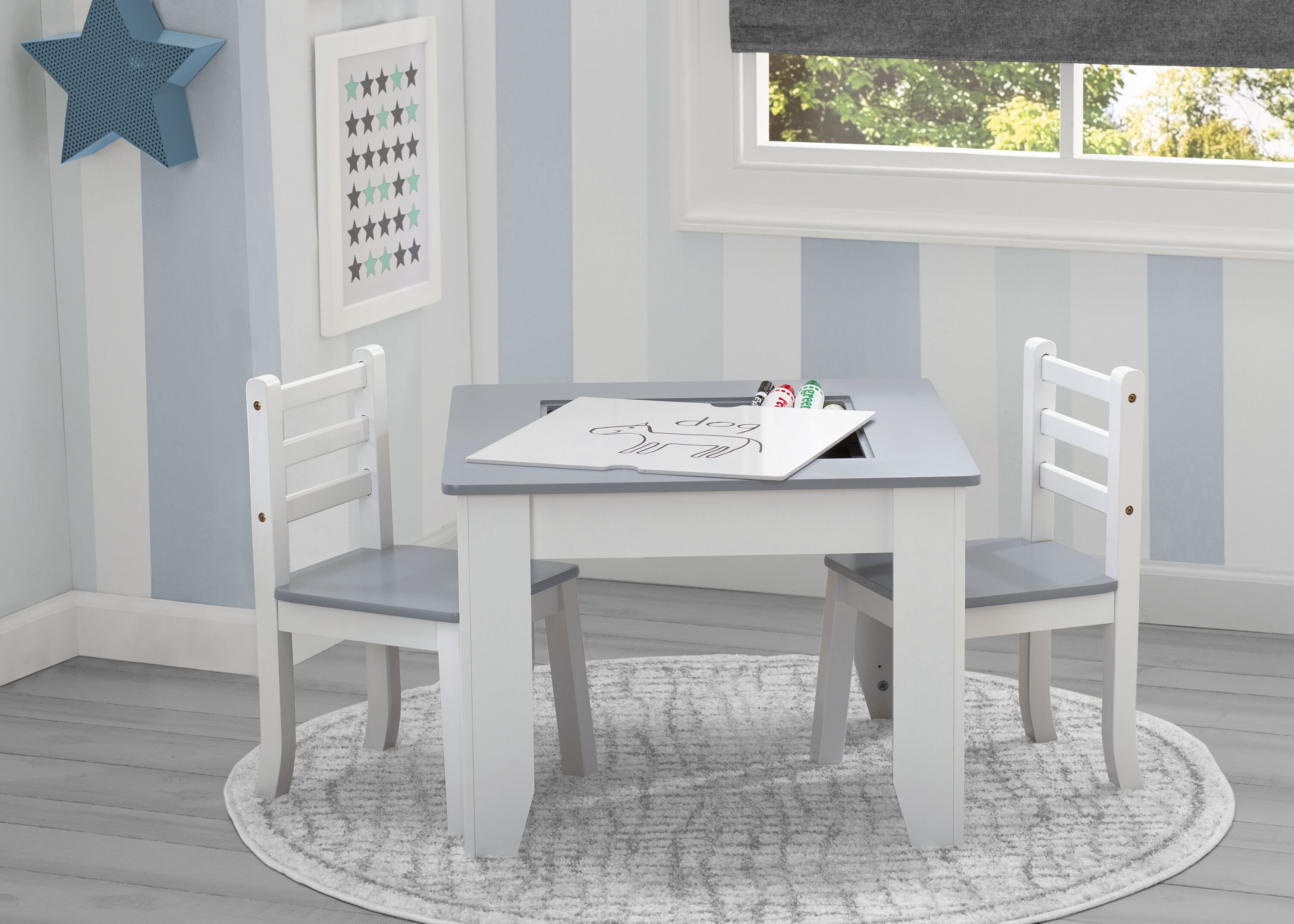 Kid's Drawing Table and Chair Set Gray – BanaSuper