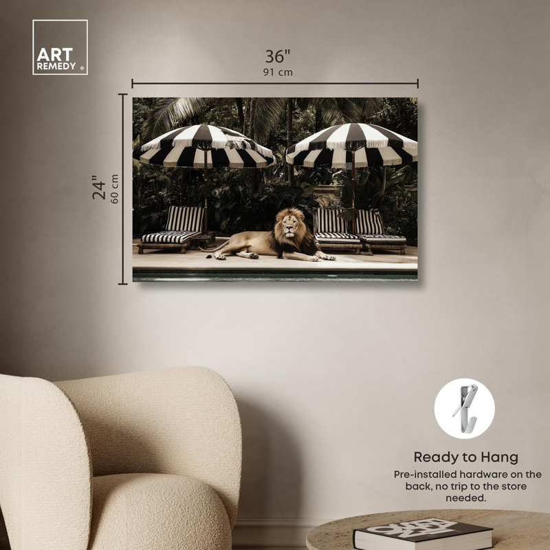 Luxe of the Jungle King Canvas Retro Photography by Art Remedy Print On Canvas, 24" H x 36" W, Wrapped Canvas