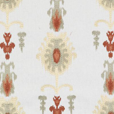Barton Embroideries Fabric, Papaya/Sage