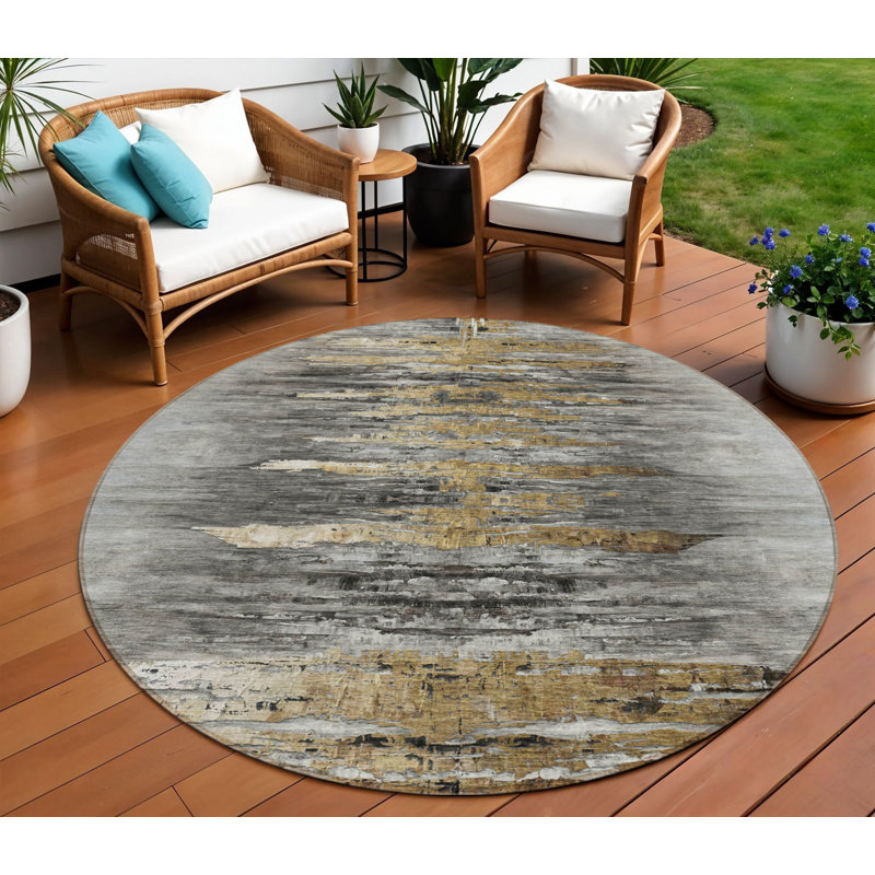 Tapis rond gris anthracite 8 po