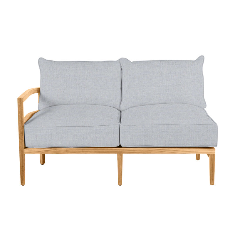 Canapé modulaire en teck Santa Barbara, Teck naturel, Welt + bourre standard, Lin chambray