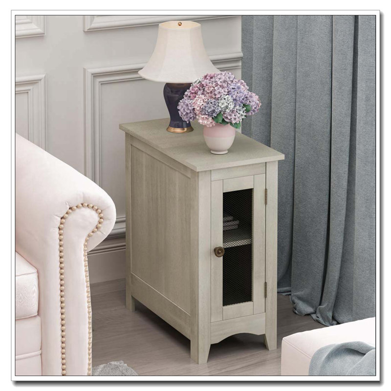 Table d'appoint rectangulaire étroite, placage noir uni, Gris antique