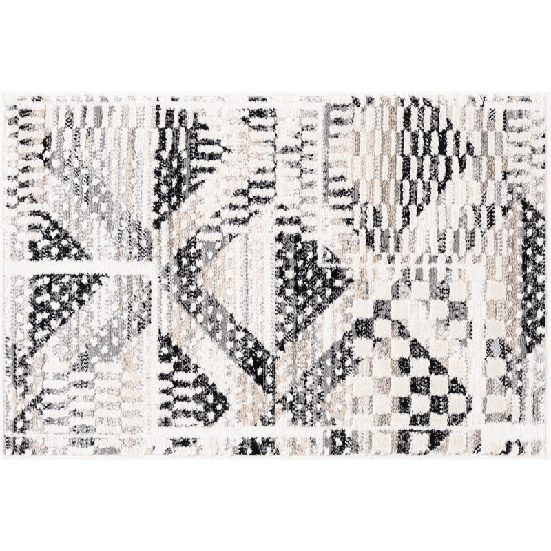 Tapis d'intérieur abstrait noir Mair John, Rectangulaire 2 pi x 3 pi