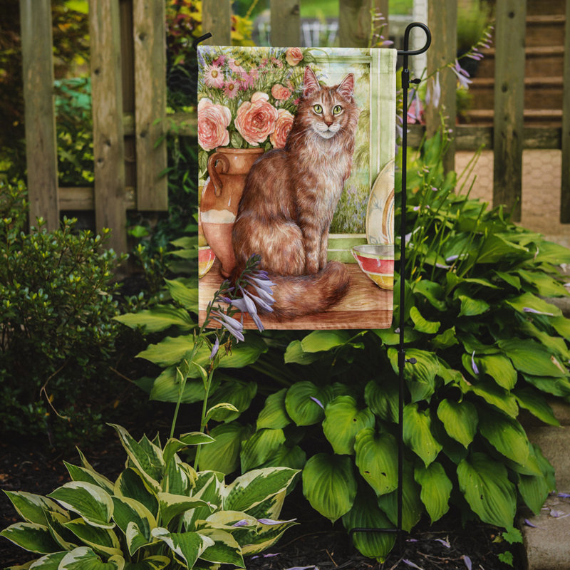 Drapeau de jardin à 2 côtés maine coon chat par debbie cook, H 15 po x l 11 po