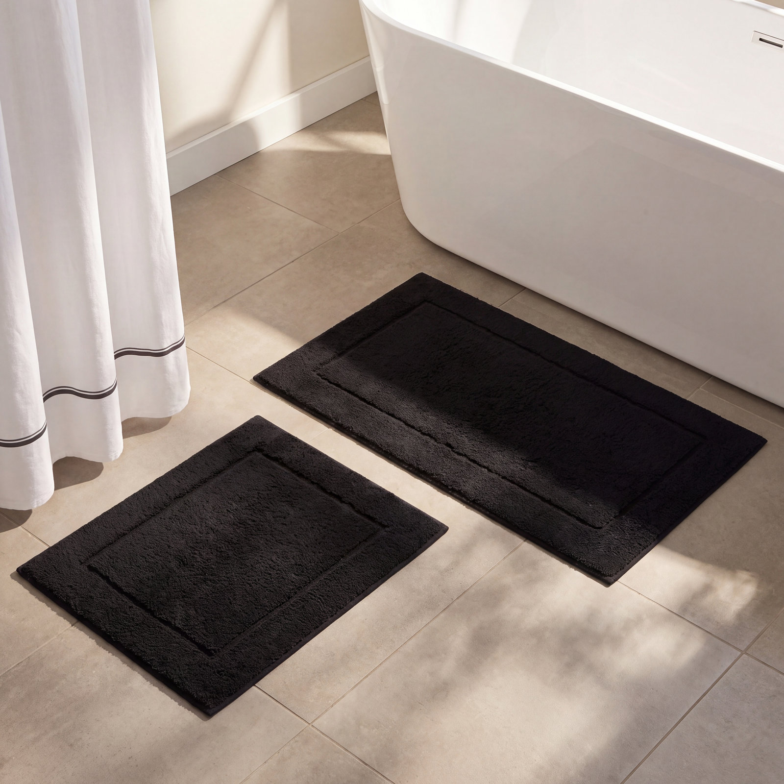 Essence Cotton Bath Rug, Black