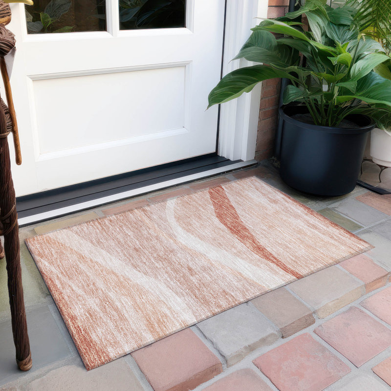 Machine Washable Indoor/Outdoor Chayden ACN1099 Salmon Rug, Rectangle 1'8" x 2'6"