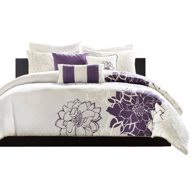Très grand / très grand housse de couette 6 pièces avec imprimé floral et attaches de coin