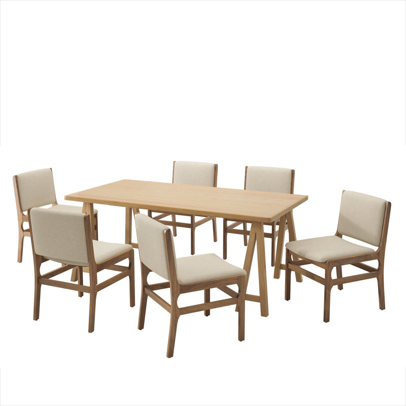 Ibette 7-Piece Upholstered Dining Set, Wheat
