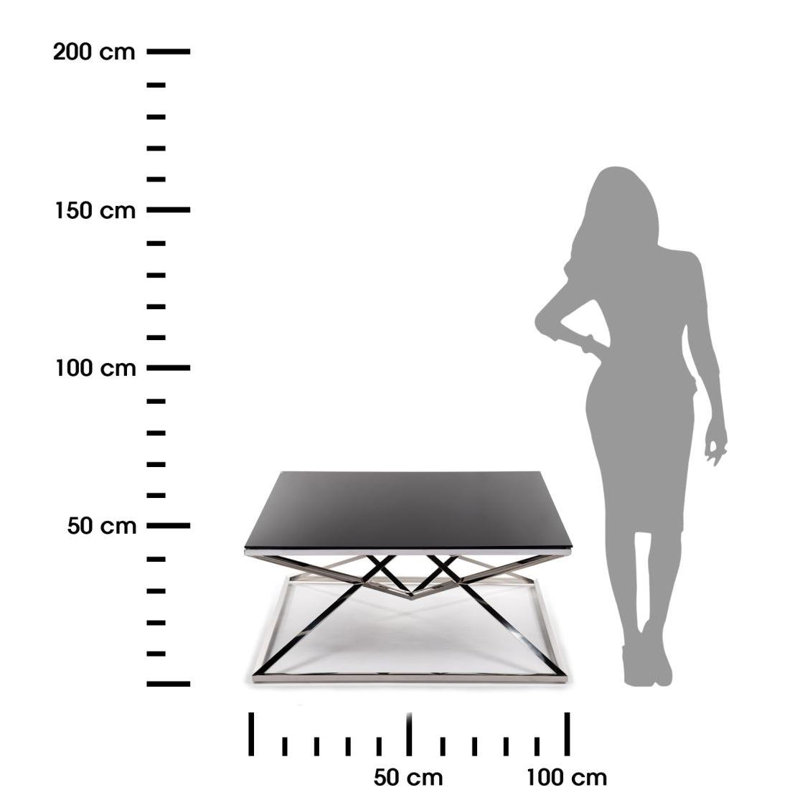 Amesville Frame Coffee Table, Black Top/Silver Base