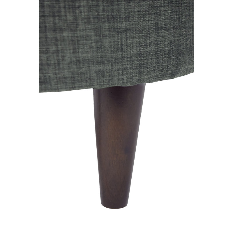 Partone Upholstered Ottoman, Charcoal Polyester Blend