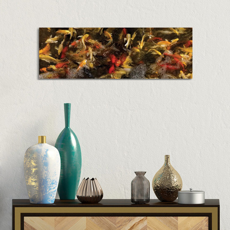Colorful Koi Fish VI by Panoramic Images - Wrapped Canvas Panoramic Print, 30.48 cm H x 91.44 cm W x 3.175 cm D