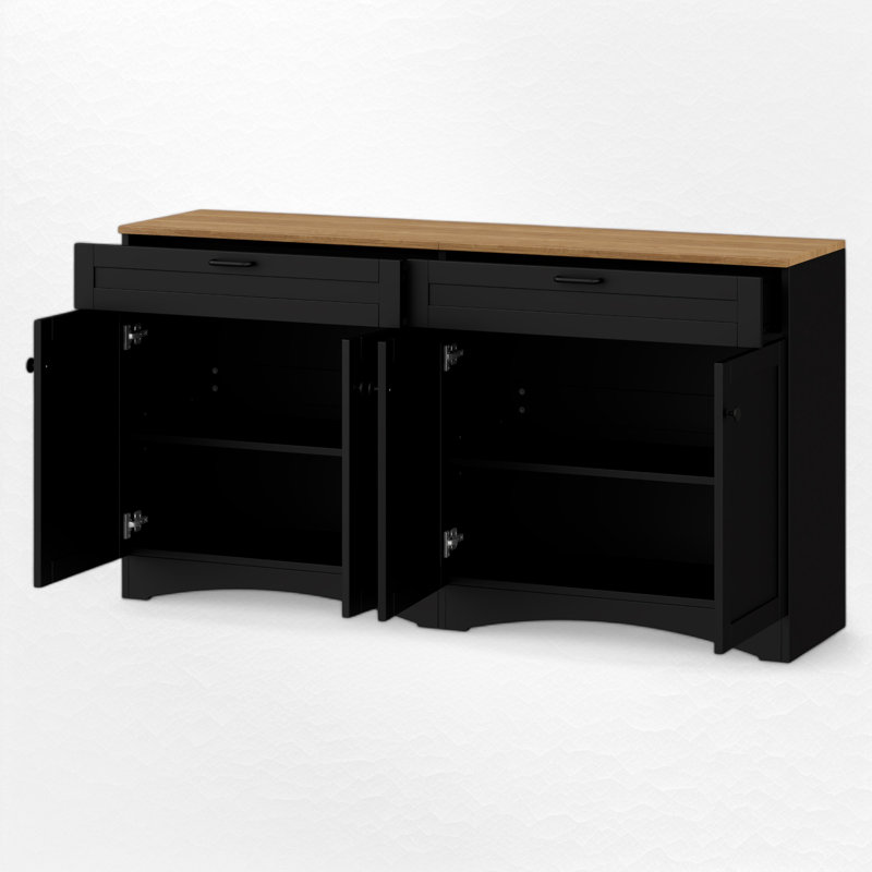 Meuble télé pour téléviseur de 70 po ou moins, Noir, noir, noir, noir