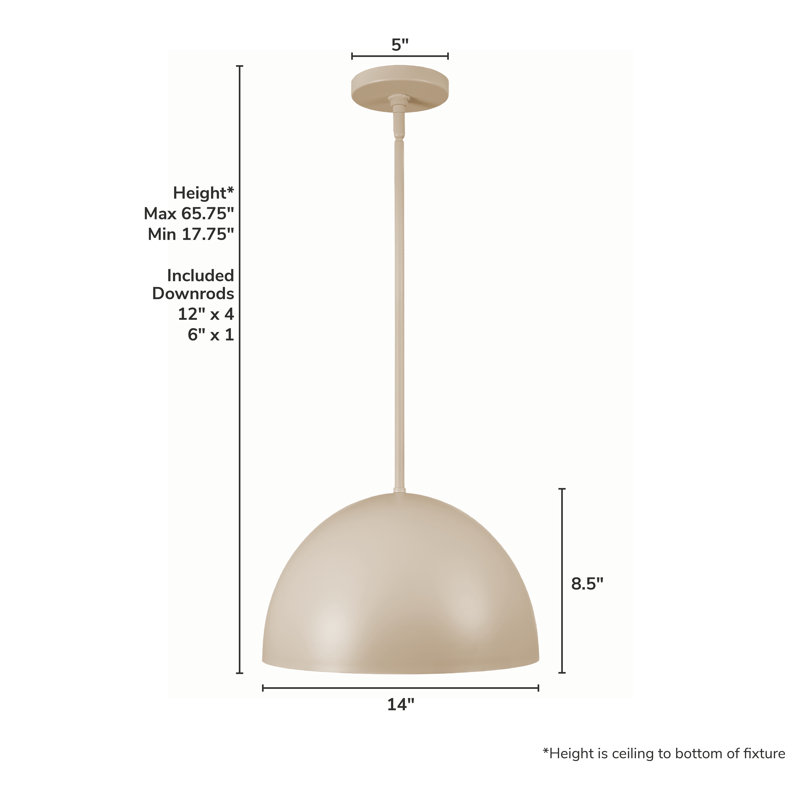 Hunter Erling 1 Light Medium Pendant Ceiling Light Fixture, Natural