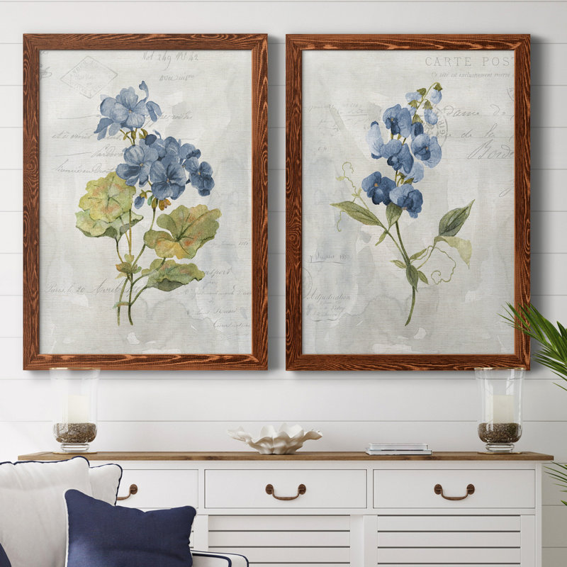 Lin bleu géranium - ensemble de 2 reproductions d'art, H 31,5 po x l 47 po, Toile encadrée, Érable