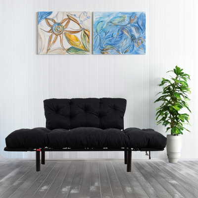 Metal Frame 2-Seat Sleeper Sofa Microfibre Fabric