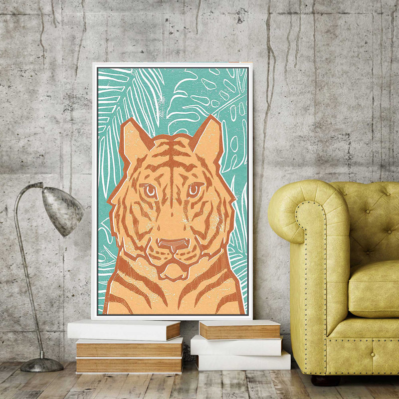 " Jungle I ", White Floater Frame, 43.5" H x 27.5" W x 2" D