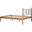 Grand lit contemporain avec tête de lit en cuir blanc tissé, bois de pin massif, plateforme côtière facile à installer et décor naturel pour la chambre à coucher