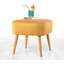 Pouf bohémien en velours avec pieds en bois, jaune, 17,7 po x 17,7 po x 16,9 po | 100% velours, 35 éponges orthopédiques, épaisseur: 2,4 pouces | Sièges élégants et confortables pour le salon ou la chambre à coucher-1268598994