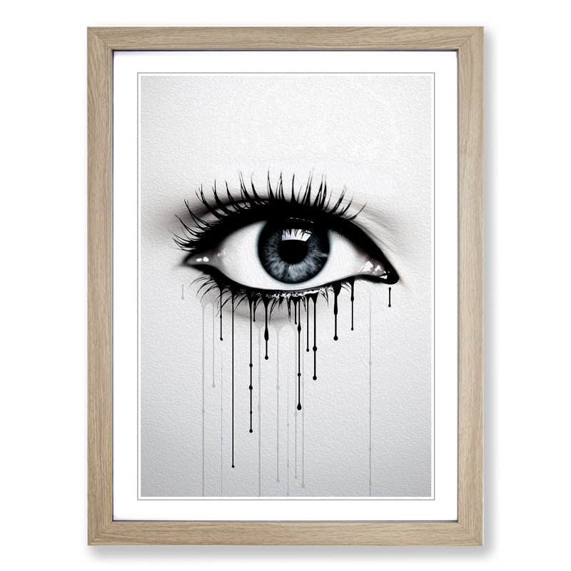 Eye Minimalism - Single Picture Frame Print on Wood, Oak, 46cm H x 34cm W x 2cm D