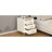 Upholstered Wooden Nightstand With 3 Drawers And Metal Legs&Handles, Bedside Table With Marbling Stickers Worktop - Beige-1786089088