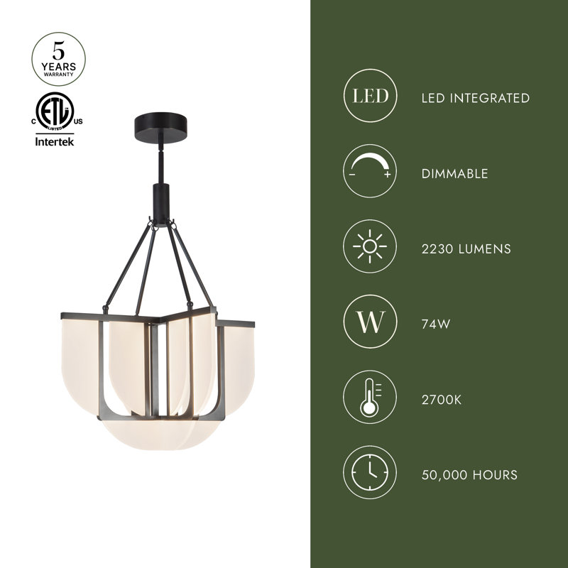 Anders 24-in Black dimmable LED Chandelier, Oil Rubbed Bronze