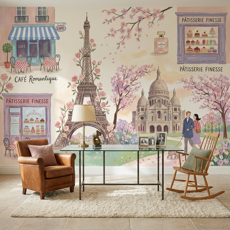 Décoration murale amovible Paris Tour Eiffel, 120 po x 96 po, Texturé non collé