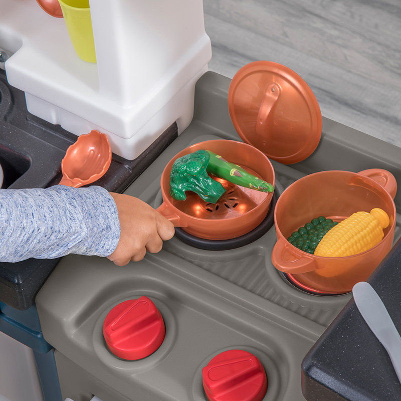 Modern Metro Blue and White Kids Kitchen Playset