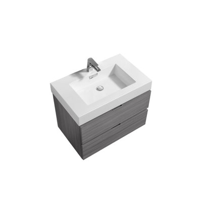 Meuble-lavabo simple mural 23,5 po avec plateau en acrylique renforcé