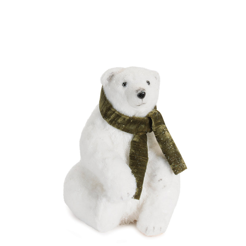 Figurines d'ours polaire en peluche avec foulards verts (ensemble de 2)