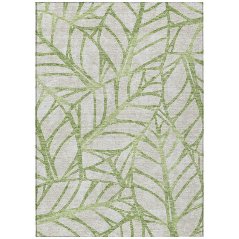 Tapis d'intérieur lavable à motif floral beige artichaut 3 pi x 5 pi, Rectangle 3' x 5'