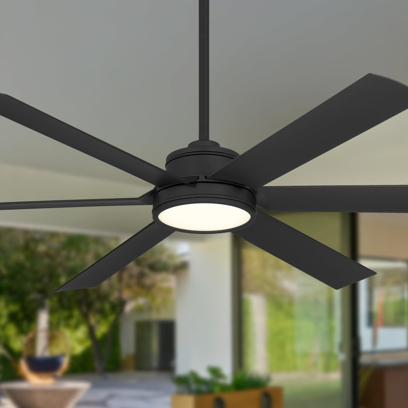 Cairo 65" Led Smart Indoor/outdoor Ceiling Fan, Black, Black