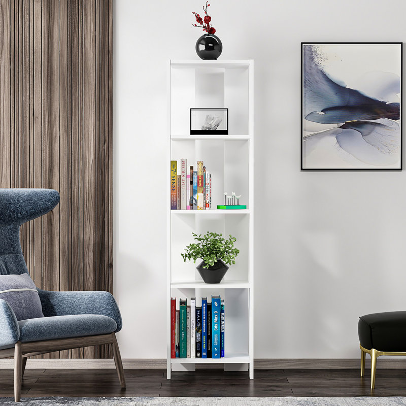 Baugus 160cm H x 43.4cm W Standard Bookcase, White