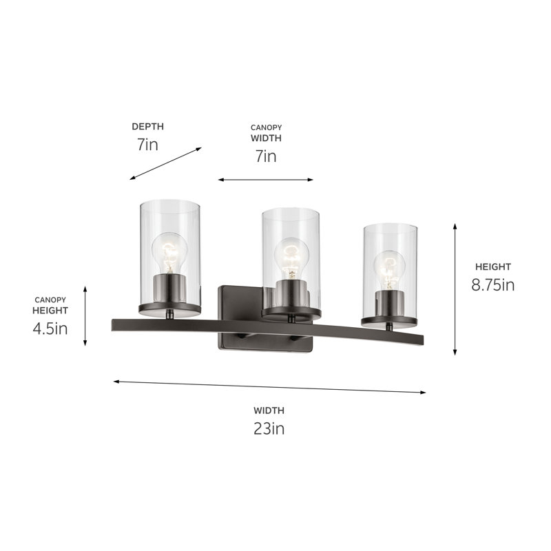 23" 3-Light Vanity Light, Bronze