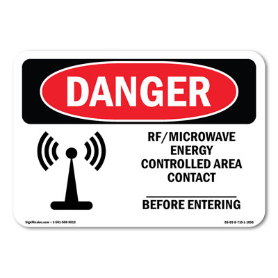 Rf Microwave Energy Controlled Area Custom  Aluminum Sign 10" X 7"